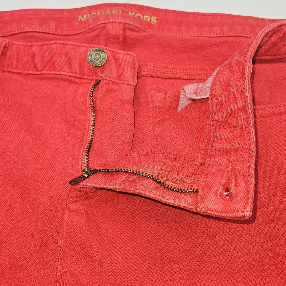 Michael Kors Skinny Jeans Women's Size 10 Red Stretch Denim Low Rise Trousers